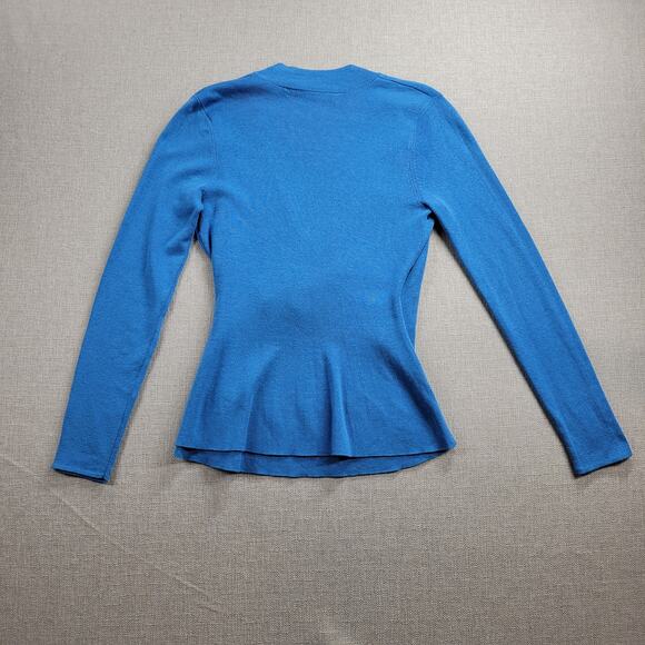 Zozo Womens Sweater Size S Blue Wrap Cross Over V-neck Knit Long Sleeve Stretch - Picture 8 of 8